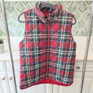 Lands' End Plain Vest Red Checks Small 6/8 Feather Free Insulated Quilted